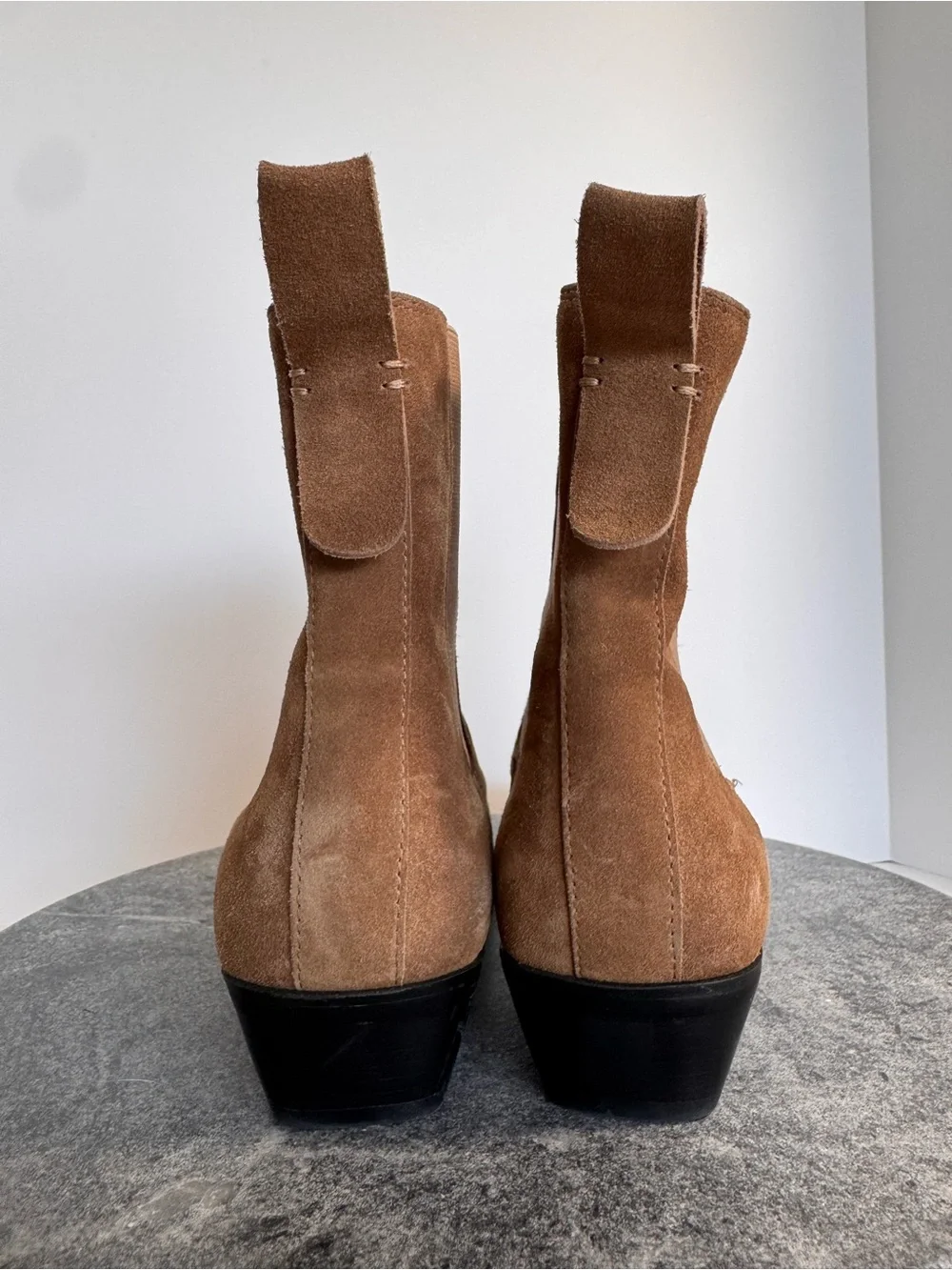 Tan Suede Ankle Boots Chelsea Booties 36 Light Brown Pull On